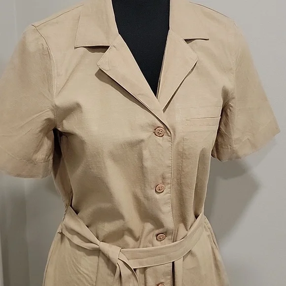 French Connection Tan Button-Up Dress - Picture 3 of 9